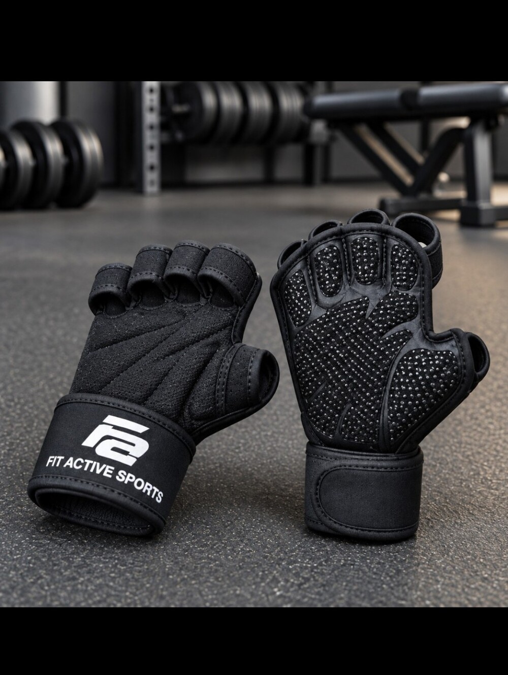 Fit Active Sports Black Half-Finger Gym Gloves Size Large
